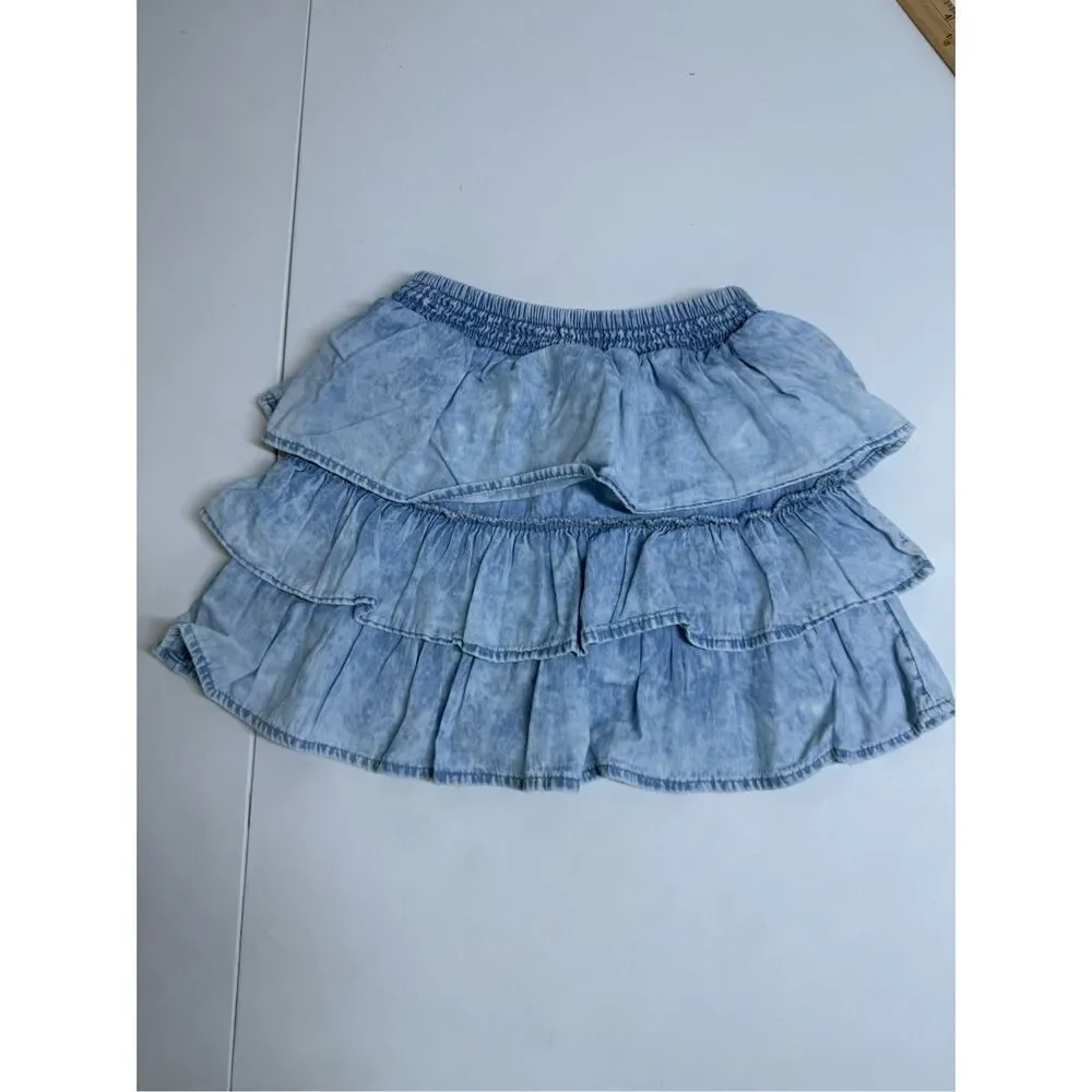Wonder Nation Light Blue Girls Skort Size 5T Ruffle Smocked Details